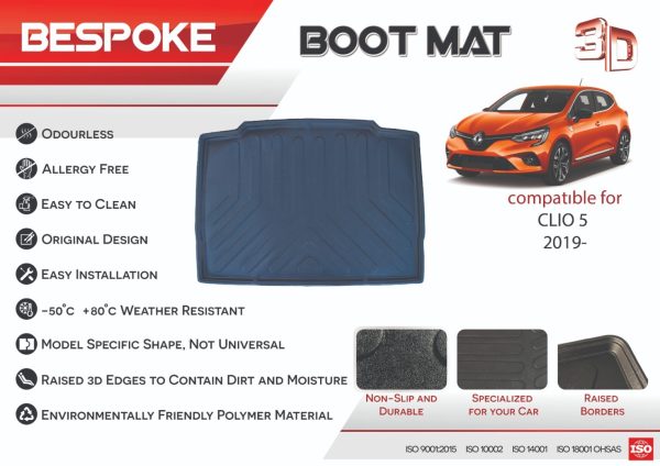 RENAULT CLIO BOOT LINER 2019 2020 2021 TAILORED FIT