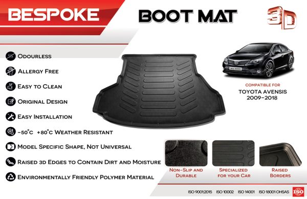 Toyota Avensis Boot Liner Mat 2009-2017 Tailored Fit - Image 2